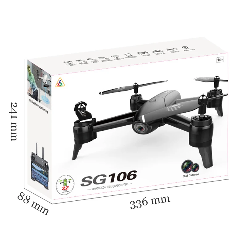 Бесплатная доставка SG106 HD FPV дрона с дистанционным управлением 4K Экшн-камера оптического потока 1080P HD двойной камерой воздушной видео Квадрокоптер беспилотный летательный аппарат вертолет игрушки