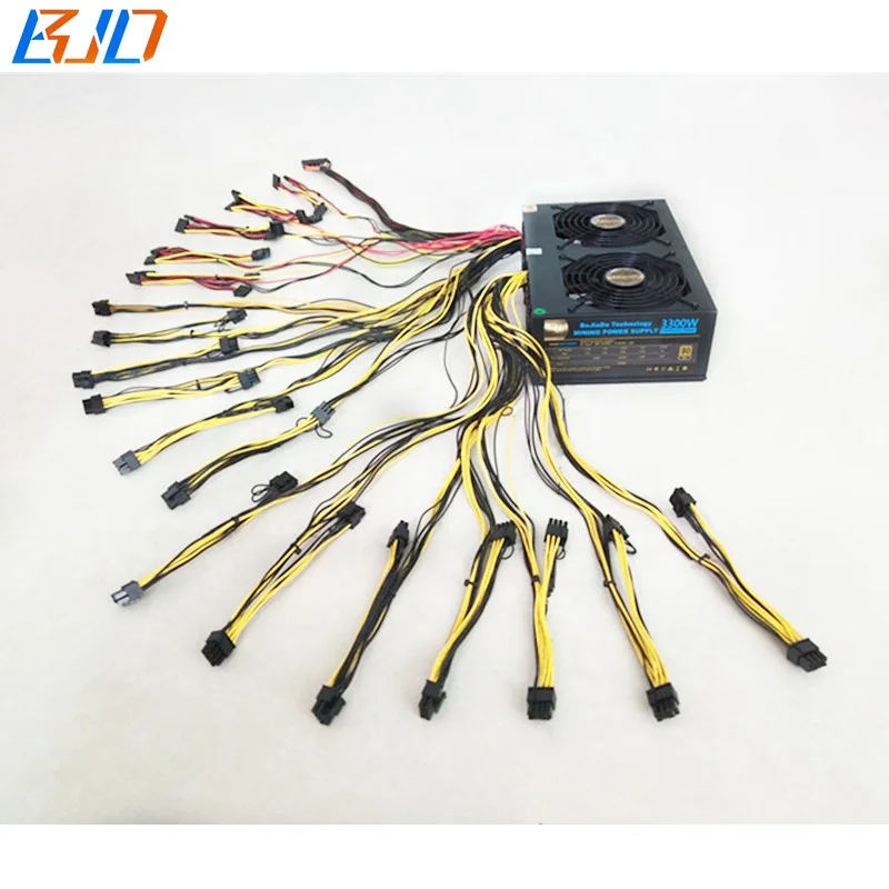  3300W блок питания ATX импульсный источник светодиодного табло 80 Gold Plus PSU 220V для 12 GPU Miner Rig в наличии на