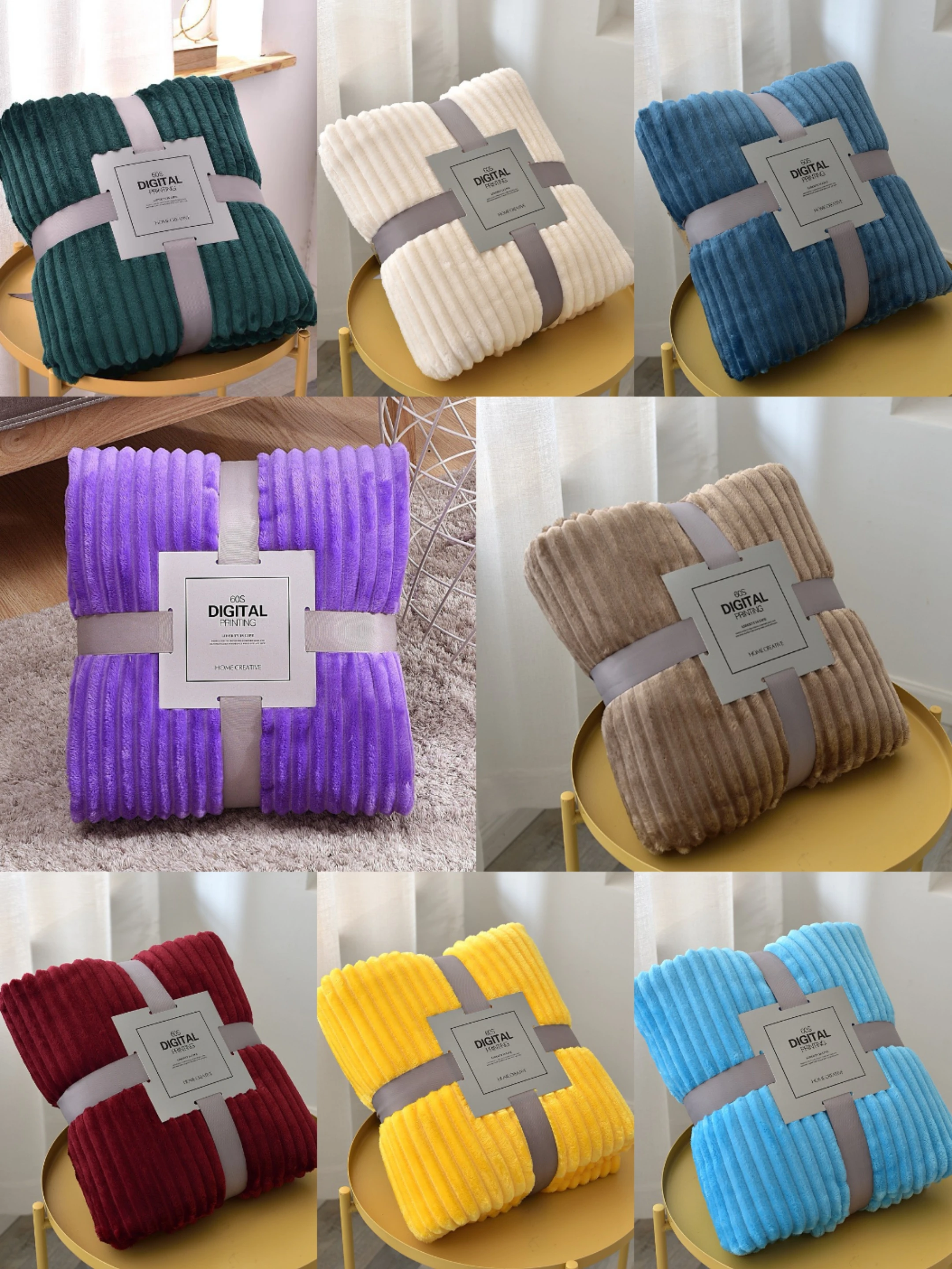 Solid color striped blanket flannel air conditioning blanket gift carpet coral velvet cover blanket Factory Store