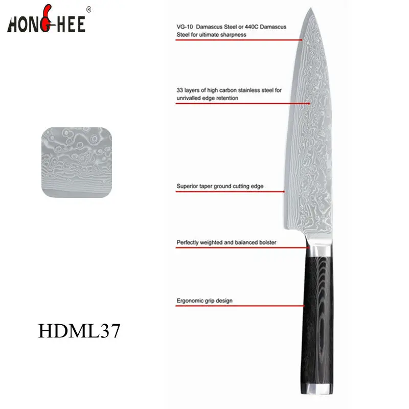 
Yangjiang Luxury Damascus steel blade safety cutter chef Knife with Micarta handle 