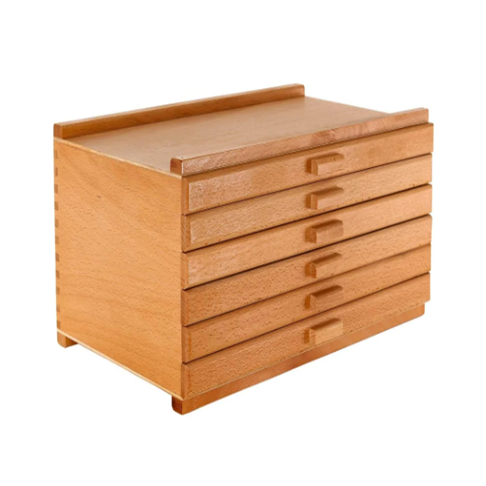 Art Supply 6 Drawer Wood Artist Supply Storage Box -Pastels, Pencils, Pens, Markers, Brushes
