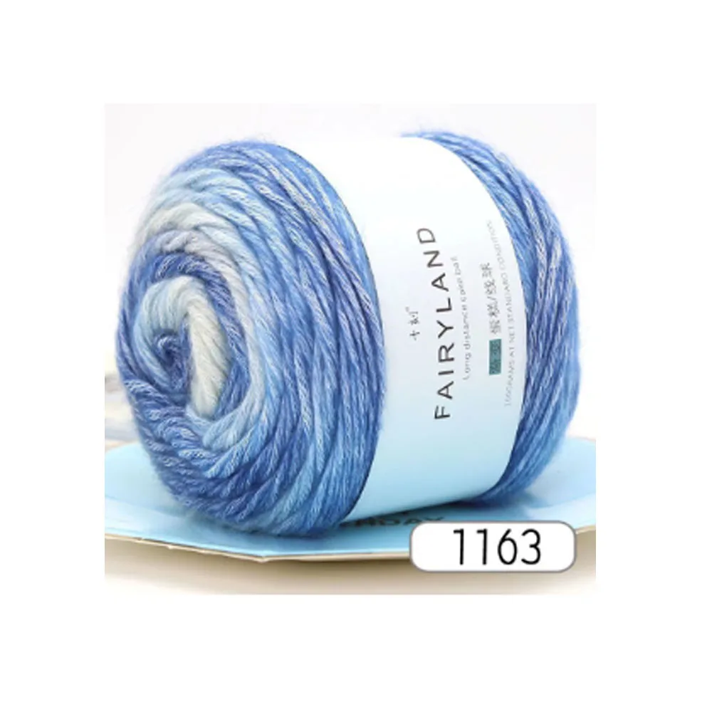 Wholesale  Popular High Quality 100g 1164 Ball Rainbow Cake Milk Acrylic Cotton Blended Yarn for Hand Knitting