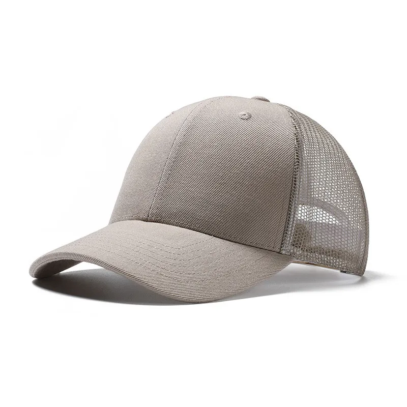 BSBH Fashionable Beige Personalized Custom 6 Panel Baseball Mesh Caps Two-tone Trucker Hats