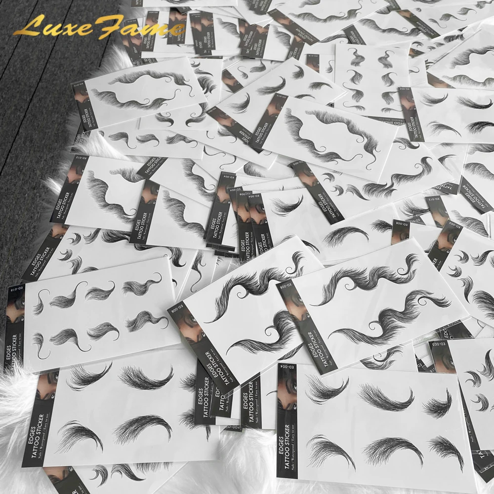 
2021 New Design Waterproof Real Baby Hair Tattoo,fashion 15 Styles Baby Hair Tattoo Stickers,custom hairlines tattoo sticker 