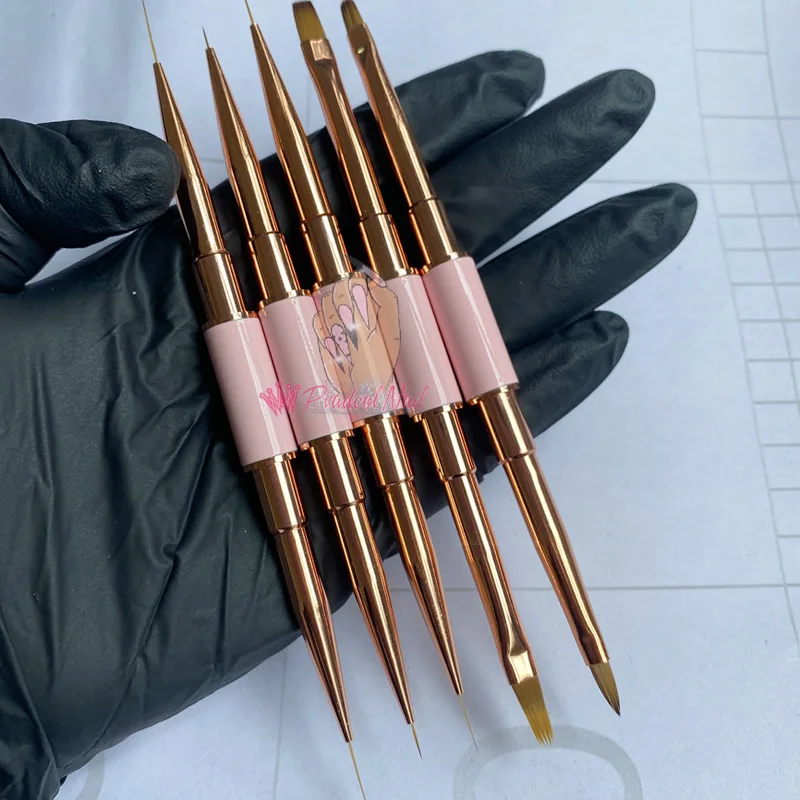 Custom Oem Pvadcol 100% Kolinsky Acrylic Private Label Nail Art Detail Brush Manicure Round Wood Handle Gel Builder Brushes