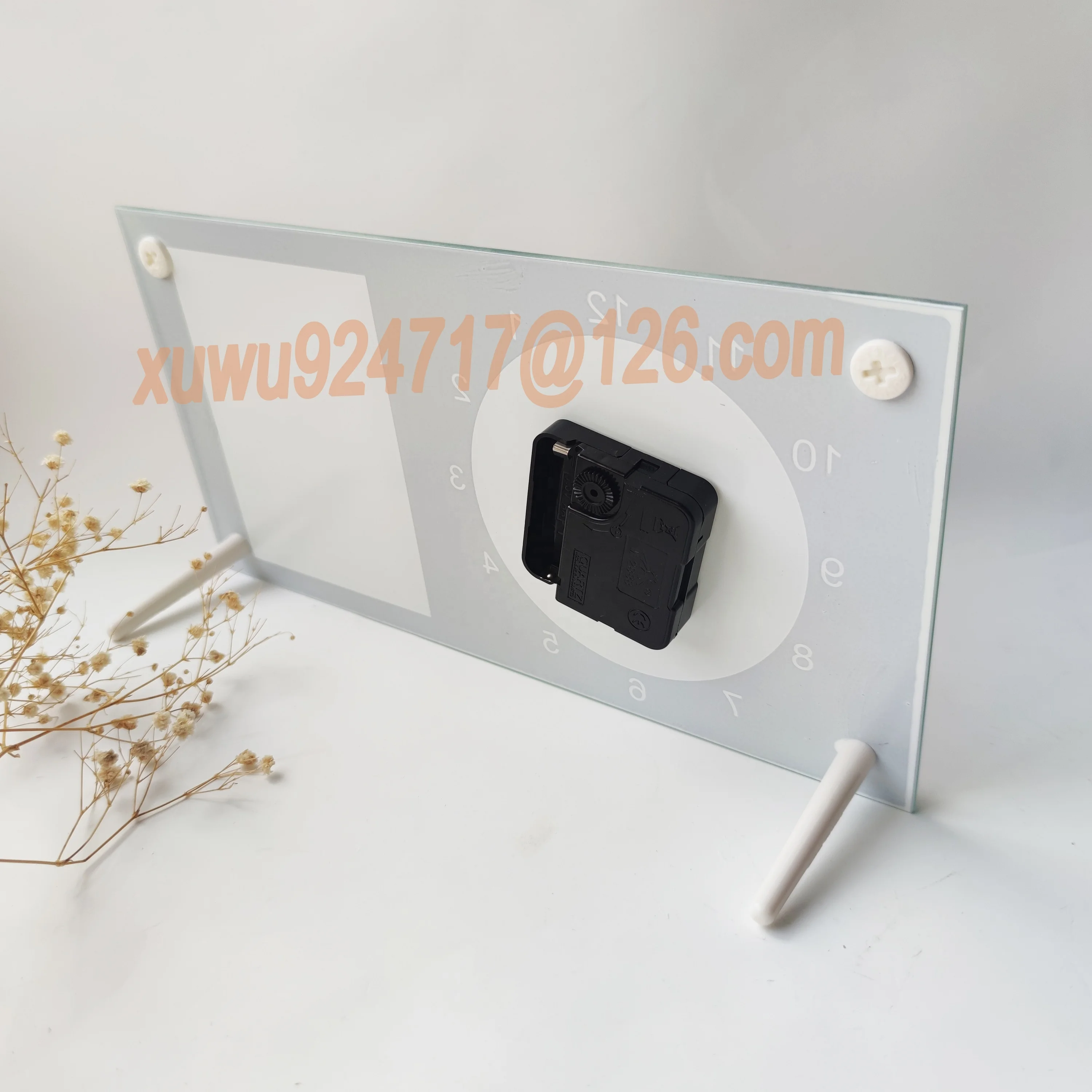 Glass Frame With Clock Souvenir Printable Sublimation Wall Square Glass Clock Photo Frame Mirror Edge Clock
