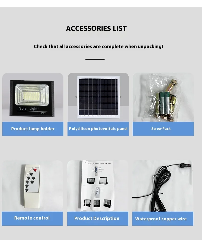 IP67 Outdoor Waterproof 25W 30W 45W 65W 100W 200W 400W 800W Solar Flood Light Reflector Solar Garden Lighting