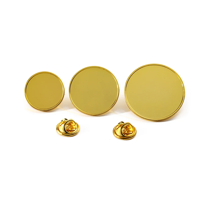 custom design metal gold silver button blank badge lapel pin
