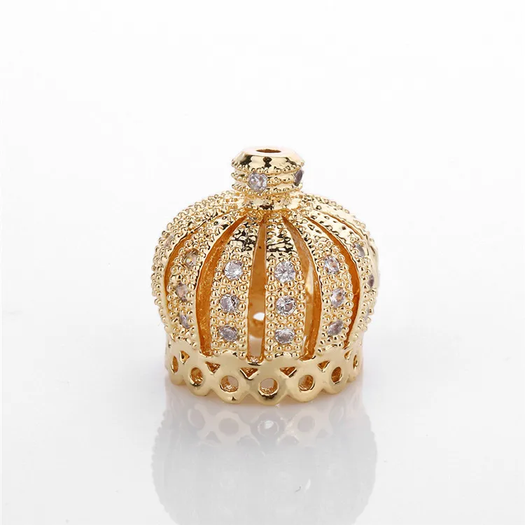 Rose Gose Tibet King Queen Crown Charms Jewelry Findings Crown Brass Micro Pave Cubic Zirconia Beads Platinum for Jewelry Making