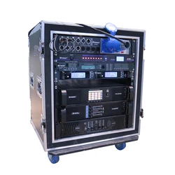 High Quality Aluminum Wooden Flight Case 12u for Microphone System Amplifier Stage Equipment with Wheels
