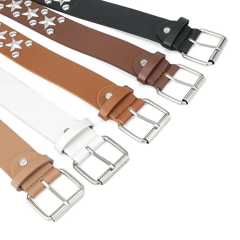 Popular Y2K Star Studded Rivet Belt Punk Rock Metal Rivet PU Leather Belt For Men Women Unisex