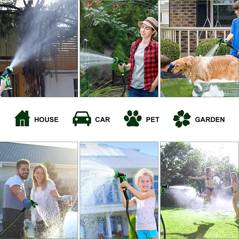 75FT Home Garden Car Wash Watering Flowers Magic Automatic Telescopic Water Pipe High-pressure Car Washing Gun