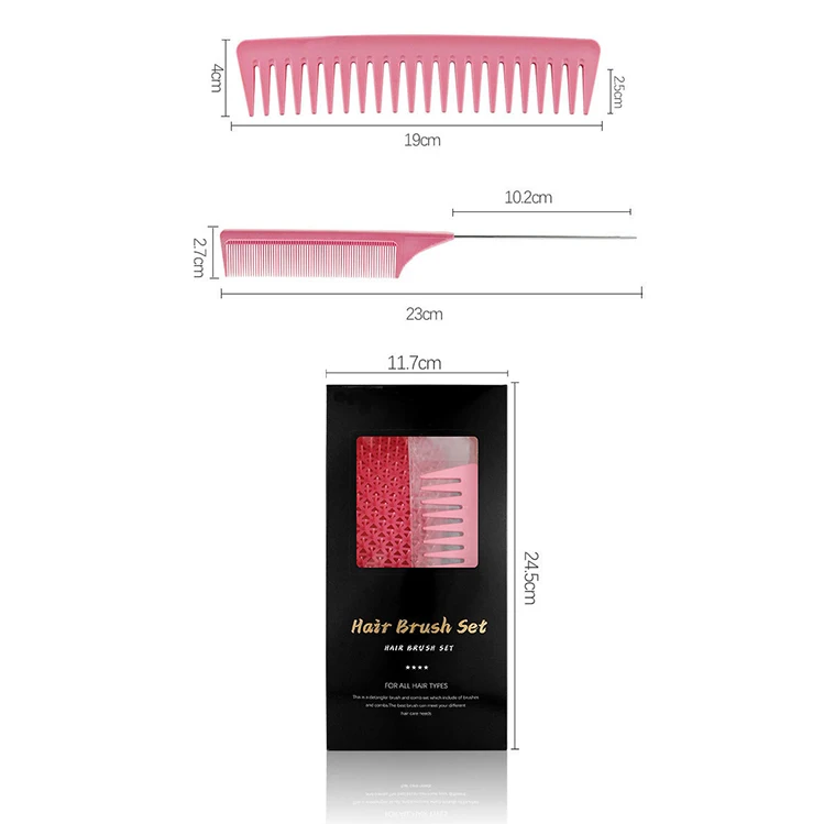 Wholesale Air Bag Comber Hair 4-Pieces Set Big Bend Detangling Comb Hairdressing Anti-static Comb Hair Cutting Comb Set