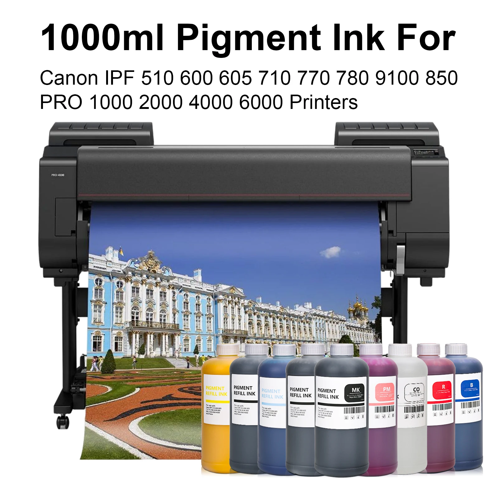 12Color 1000ML Pigment Ink For Canon iPF 8000 8100 8110 8400 9000 9100 9110 9400 PRO-1000 2000 4000 6000 Large Formet Printer