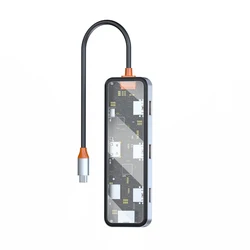 WiWU New Arrival Mini 8 in 1 Type C Hub with Zinc Alloy Space Gray High Speed USB C Hub for Data Transmission Charging