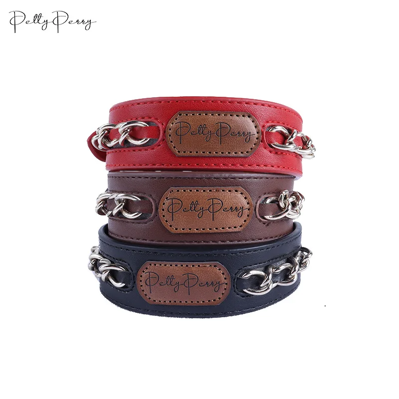 Premium Love Gift Pu Leather Dog Collar With Name, ID Tag