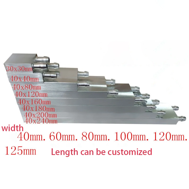 Aluminum Alloy Water Cooling Block 40 80 120 160mm For PC Lap CPU Liquid Cooler Silver System Heat Sink