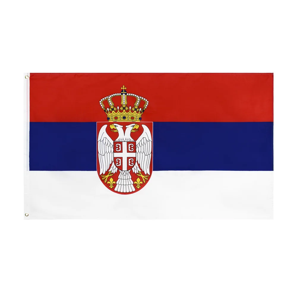 Popular 3*5ft Polyester Advertising Countries Serbia Flag For All Countries With Logo Custom Print