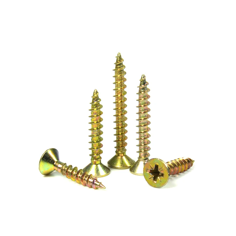 Wholesale yellow zinc plated countersunk head self tapping chipboard screw mdf screw