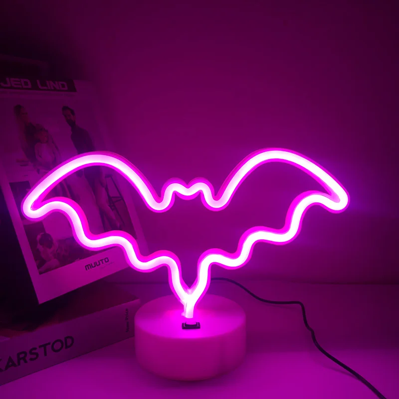 
Wholesale Led Neon Light Colorful Bat Neon Sign for Room Home Party Wedding Decoration Xmas Gift Neon Lamp 