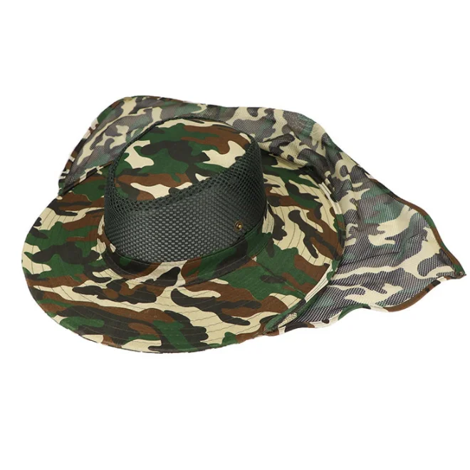 2022 factory logo custom hot popular cheap camouflage mesh outdoor mountaineering fishing fisherman bonnie hats bucket hat