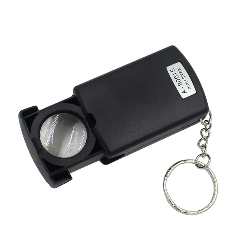 
Factory Wholesale Pocket Pull LED Lighting Mini 45 Times LED Illumination Small Jewelry Magnifier With Key Ring 