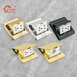 KLASS Stainless Steel Pop Up Floor Socket RJ45 / Electrical Power Ground Outlet Box With USB Data