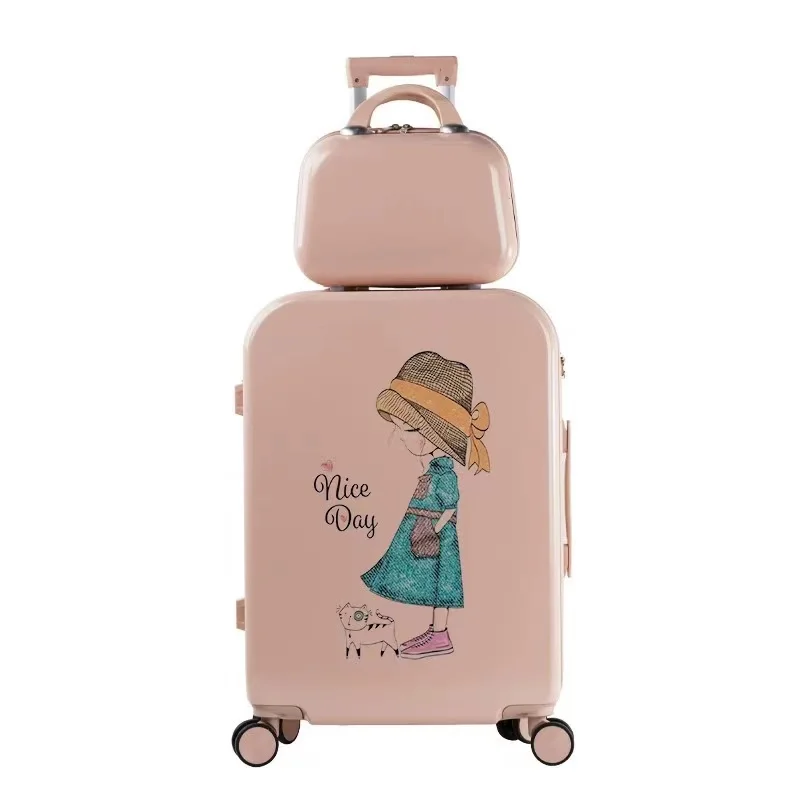 Personalized Fashion Full Printing ABS PC cartoon Travel Suitcase 2 piece Trolley Hard Case Luggage set