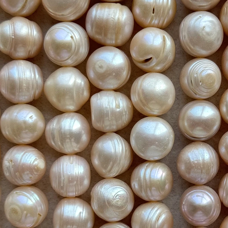 Zhuji 12-14mm extra big natural freshwater pearl strand with screw thread on surface,full pearl nacrum,no nucleus inside