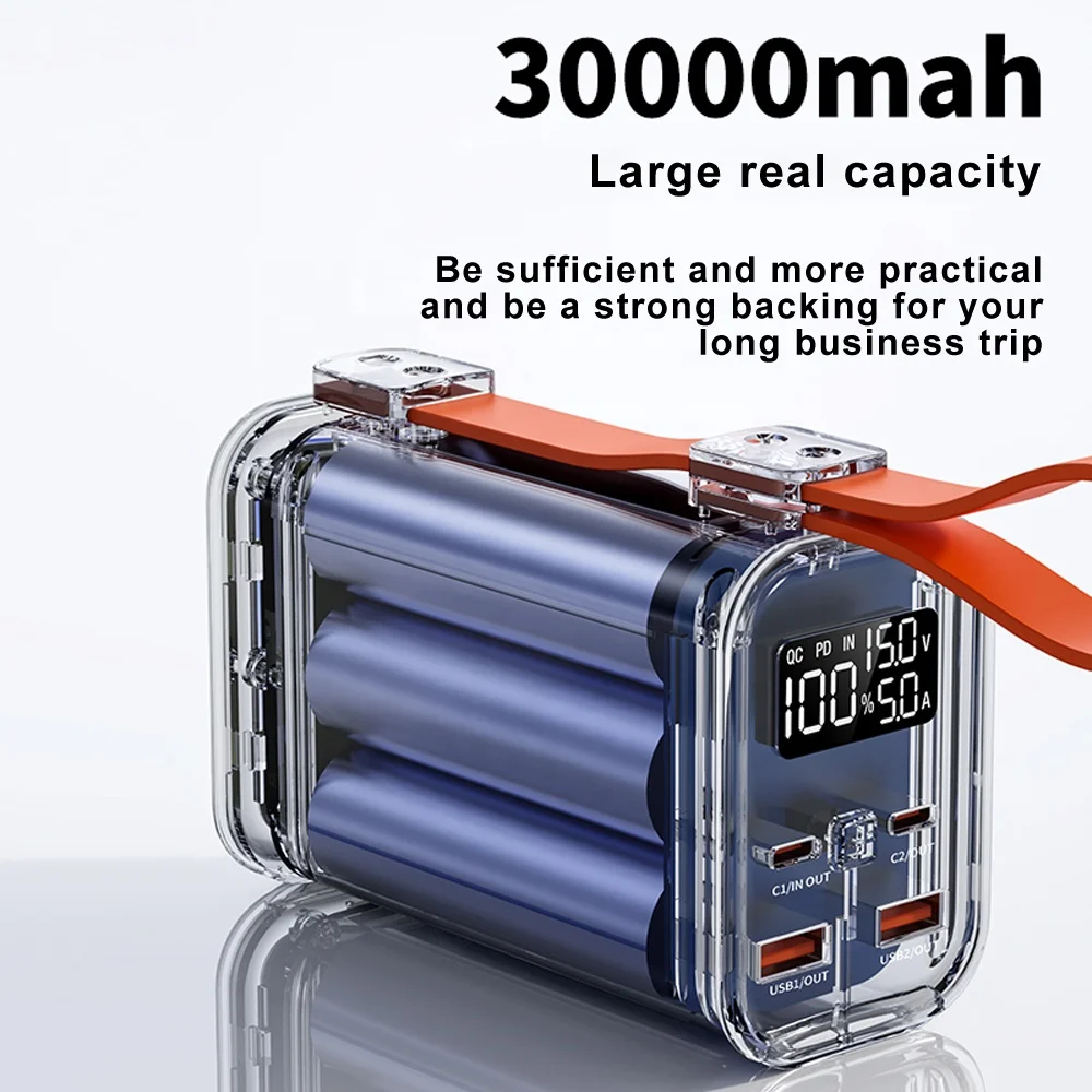 Portable Laptop Power Bank 100W 30000mAh  Charger USB-C PD100W Fast Charging QC3.0 with LED display  for laptop/phone