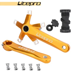 Folding Bike Crankset Disc Bicycle Disc Hollow Crank 130BCD with Bottom Bracket