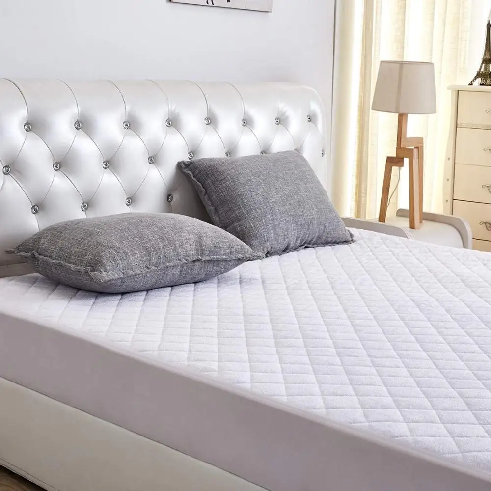 Quilted Bamboo Terry Fabric Polyester Filling Bamboo Mattress Protector,Reinforced Waterproof Mattress Cover