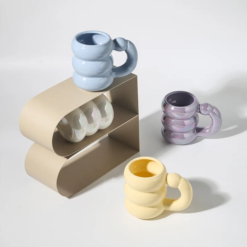 Wholesale 400ml Cute Ins Women Coloful Ceramic Coffee Milk Water Cup Mug