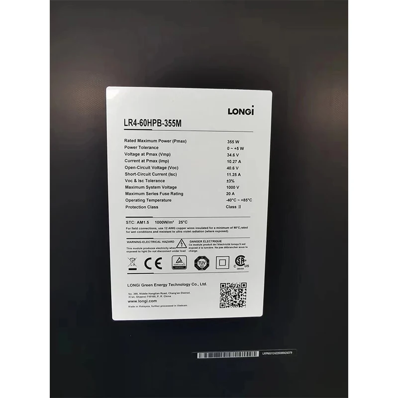 Longi Bottom Price 350W 355W 360W Solar Photovoltaic Panel Solar de 365W Solar Panel