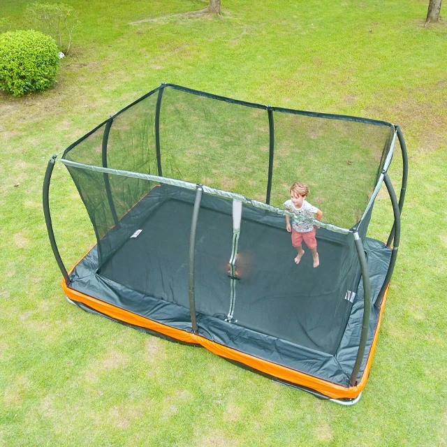 2021 Hot Sale Outdoor Gymnastic Rectangular Inground Trampolines With Safe Net