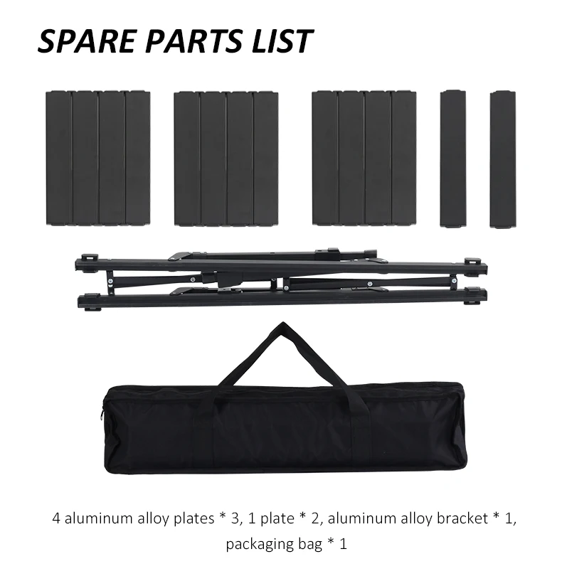 2023 Korea New Design Outdoor Fold Away Assembly Black Aluminum Collapsible Cooking Bbq Camping Grill Table