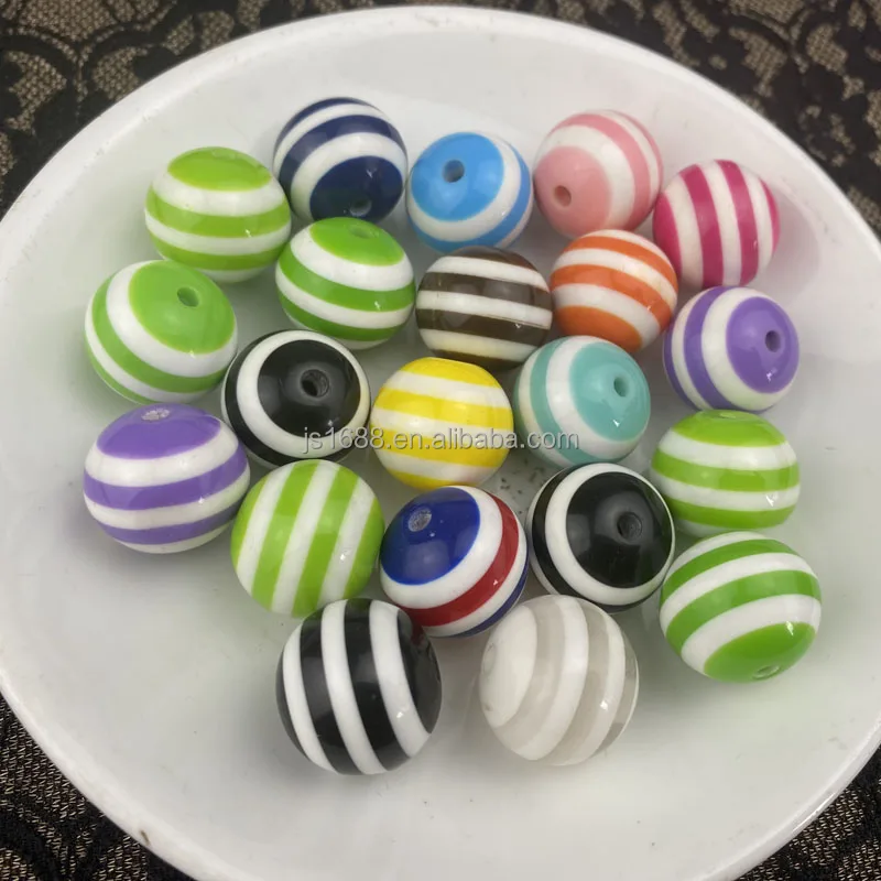 20mm Colorful stripe resin bubblegum beads for pens jewelry making necklace keychain chunky round loose beads wholesale