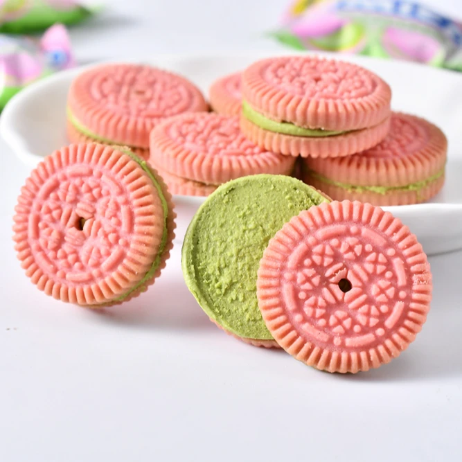 Mini Chocolate Lemon Strawberry Cream Filled Sandwich Cookies Biscuits