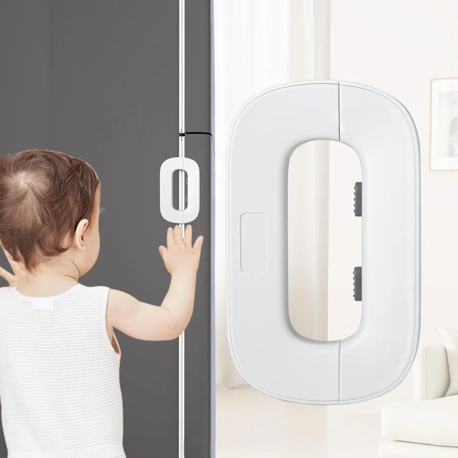 Self Adhesive Fridge Lock Latch System Baby Proof Refrigerator for Kids Multi-Usage and Easy to Install White