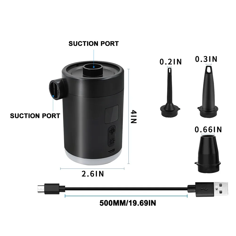Portable Cordless Electric Compressor Inflation Deflation Pump LED Light Inflation Pool Air Mattress Bed Swimming Rings Air Pump