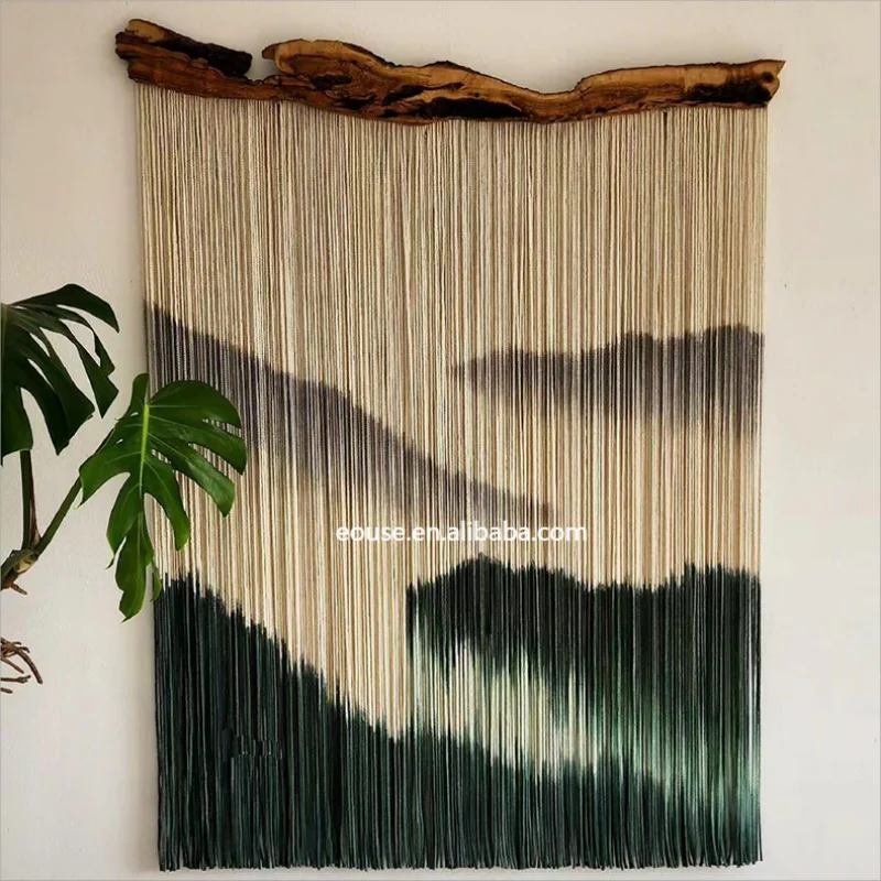 Boho Cotton Woven Tapestry Rainbow Macrame Tassel Wall Hanging With Wood Bead Room Decor For Girls
