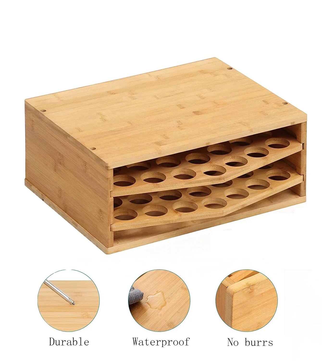 2-tier Bamboo Coffee Pod Capsule Holder Storage Organizer With Drawer For 70 K-cup Pods