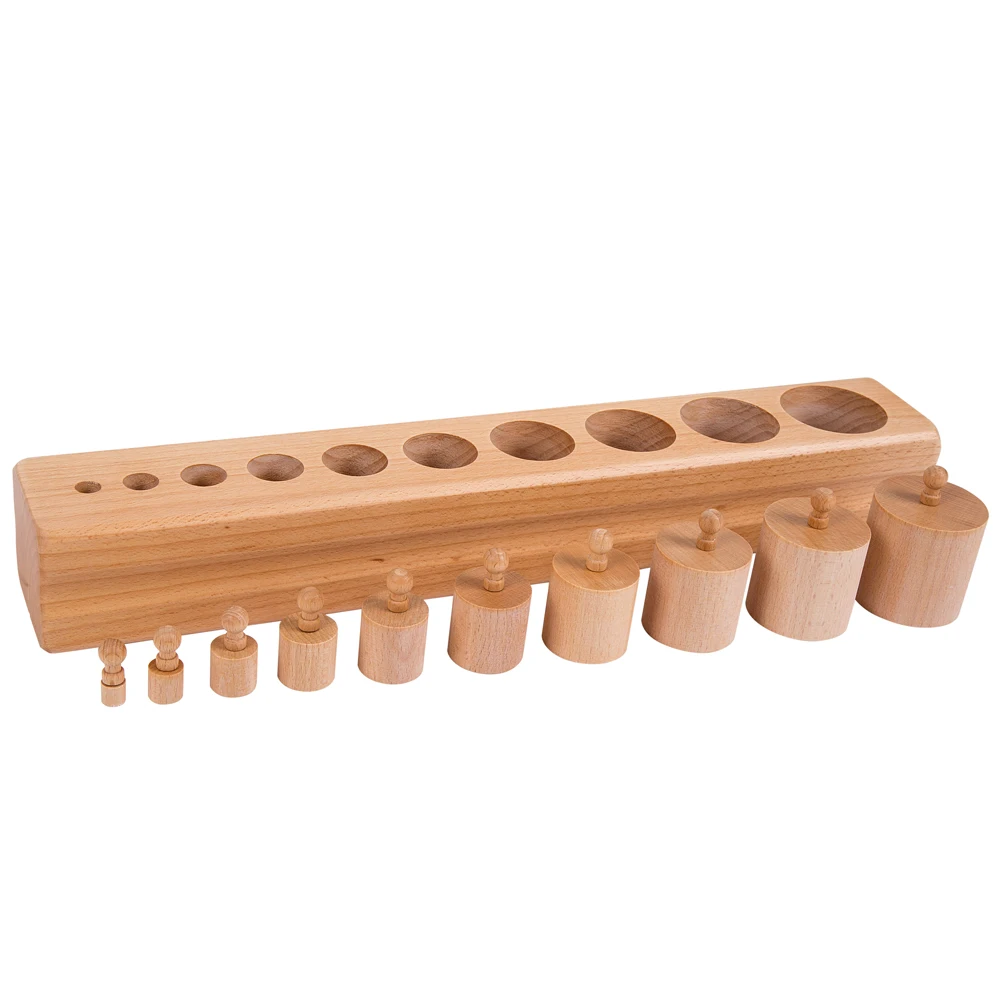 high quality yunhe wooden baby educational toy montessori  material  sensorial cylinder blocks