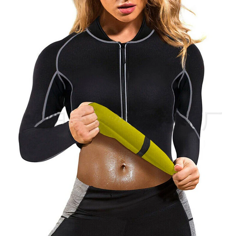 Workout Sauna Suits for Women,Fitness Shapewear Long Training Workout Jacket,Fat Burner Top Sauna Sweat Suit