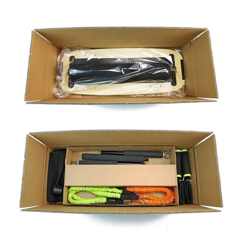 Fitness Set with Wooden Balance Board and Elastic Resistance Bands and Collapsible Pull Up Bar for Whole Body Exercise