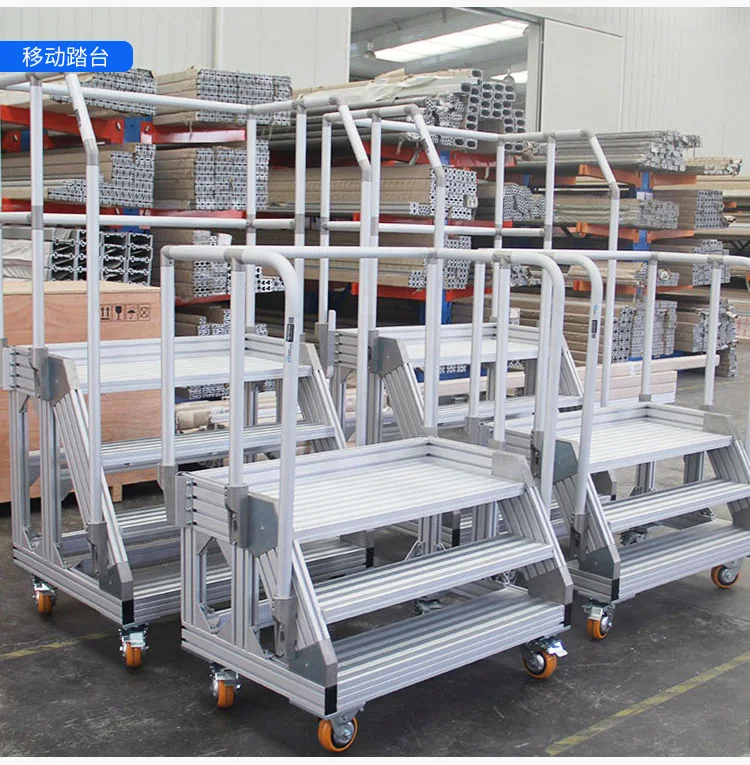 Toshine high quality aerial working platform scissor lift work platform aluminium work platform and T Slot Strut Stair