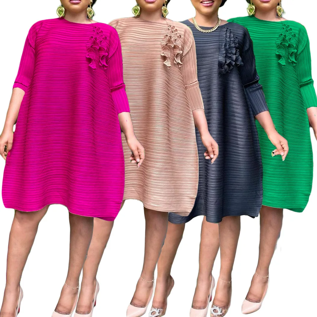 2023 оптовая продажа Повседневное платье однотонная женская одежда больших размеров летние наряды повседневное женское