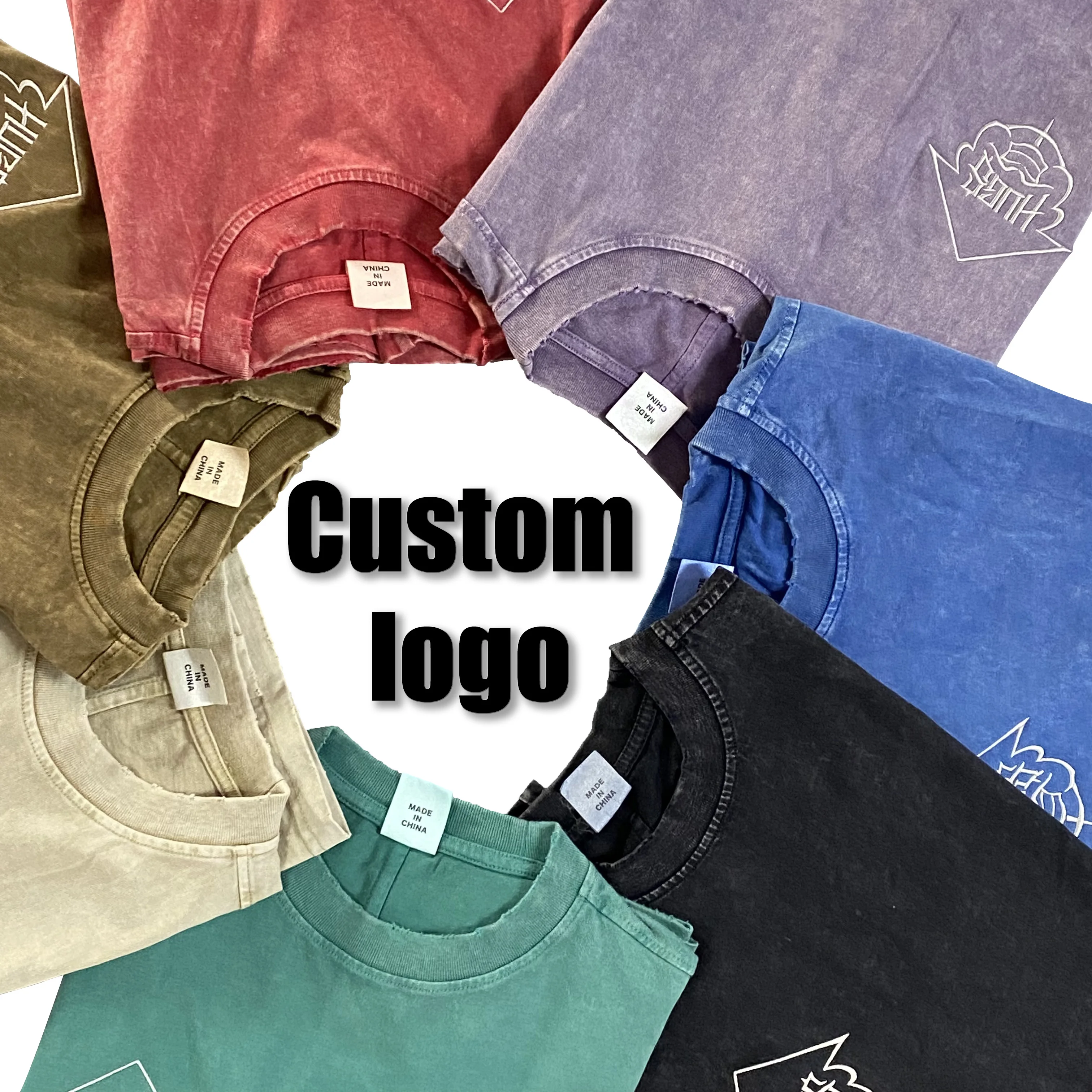 High Quality Drop Shoulder Blank Plain Cotton Vintage Oversize T-shirts Printing Custom Acid Wash Vintage T shirt