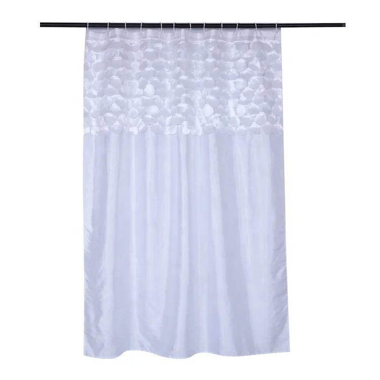 100% polyester 3D circle petal taffeta bathroom shower curtain white waterproof