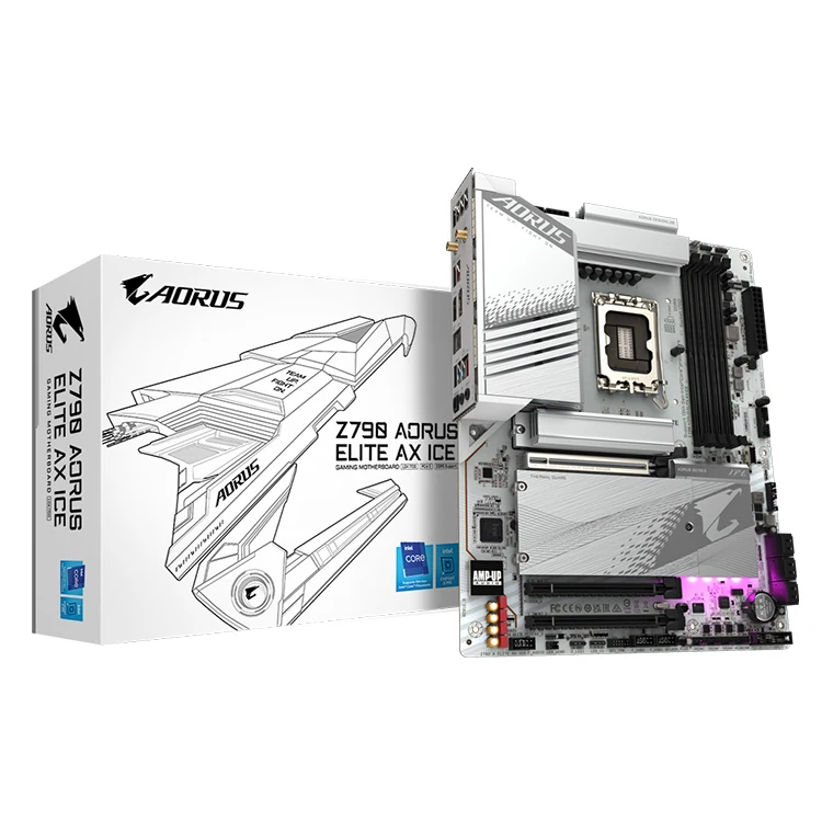 GIGABYTE Z790 AORUS ELITE AX ICE White ATX Gaming Motherboard with DDR5 Memory Socket Support Intel Core 13th 14th Processors